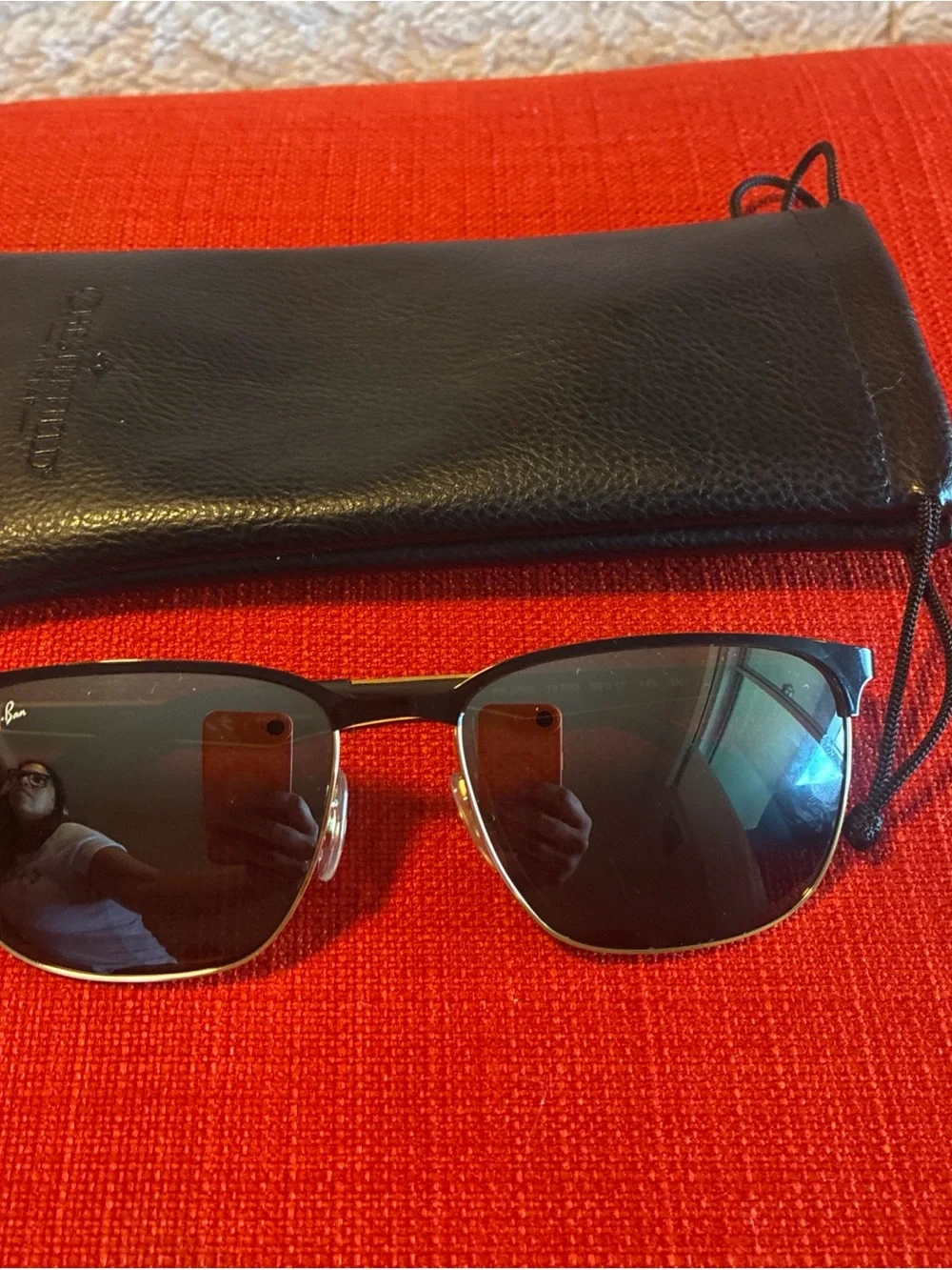 Ray-Ban RB3569 Men's Square Sunglasses Black Frame Gold Black